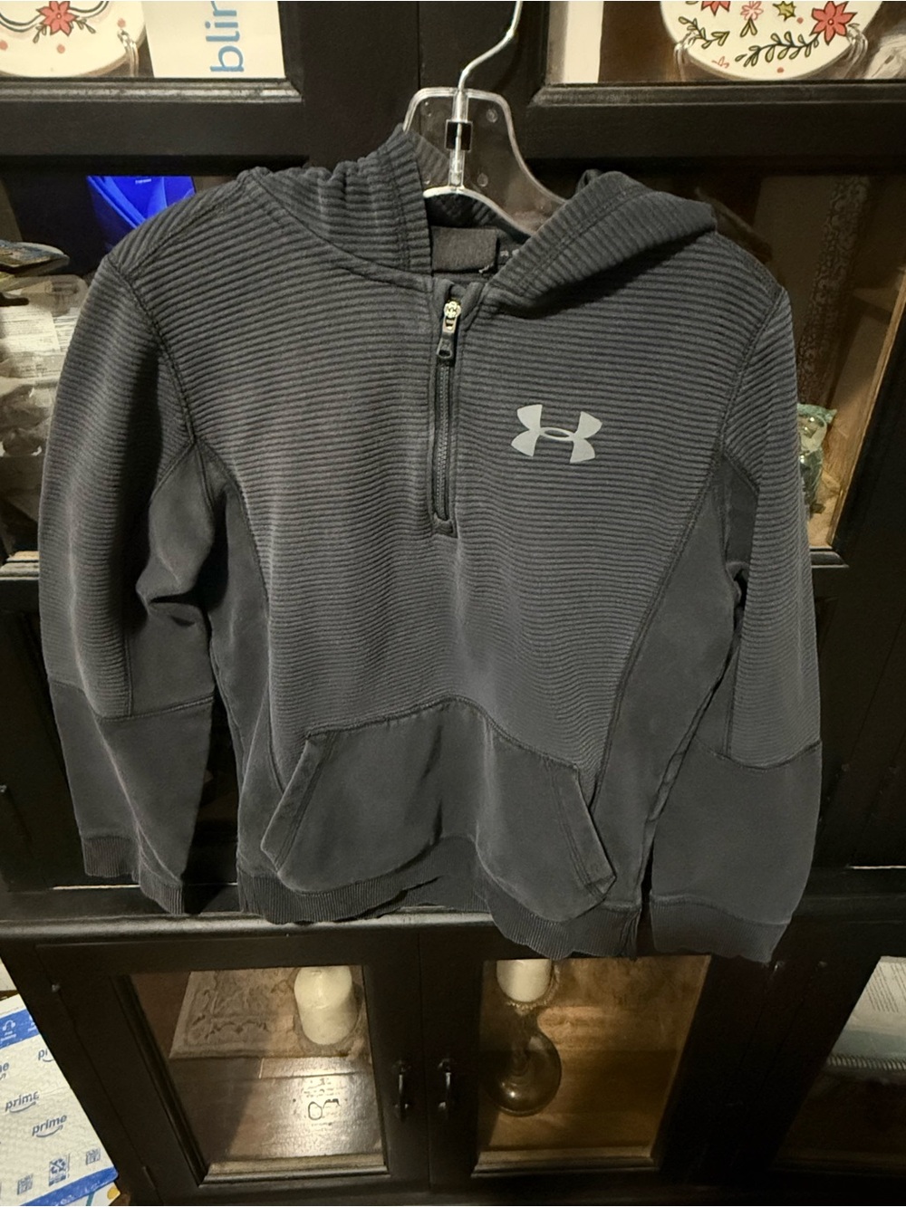 Boys black Under Armour half zip hoodie - size Medium
